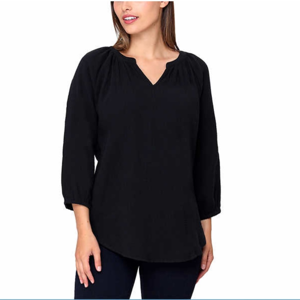 Nicole Miller Ladies Gauze Top - BLACK - Picture 1 of 6